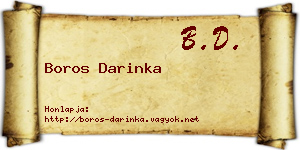 Boros Darinka névjegykártya